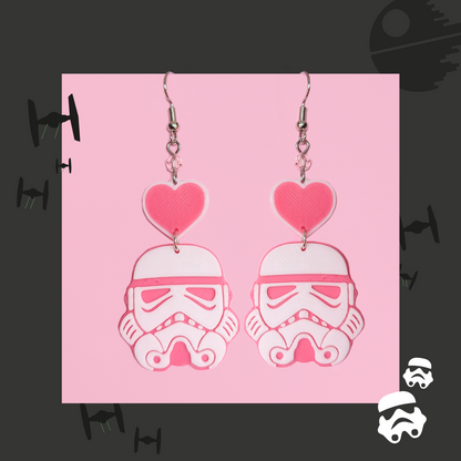 Stormtrooper roze hart oorbellen