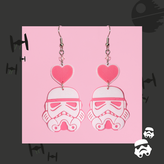 Stormtrooper roze hart oorbellen